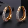 Jankelly Luxury Geometric Cubic Zirconia Statement Big Hoop Earrings For Women Wedding Dubai Bridal Round Circle Hoop Earrings J190721