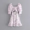 For Love Womens Purple Dress Vestidos Hollow Out Sexy White Party Dress Lace Up Female Lemons Summer Ruffle Streetwear1