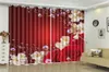 Hurtownia 3d Blackout Curtain marzycielski Vivid Red Rose Digital Drint 3D Kwiatowy cieniowanie Praktyczna drobna kurtyna