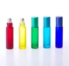 High Quality Blue/Green/Pink/Black/Amber Mini 10ml ROLL ON GLASS BOTTLE For Fragrances ESSENTIAL OILS Stainless Steel Roller Ball SN3223