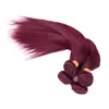 CE certificated Dark Red Virgin Hair Silk Straight human Hair Bundle Color 99J Burgundy Human hair weft