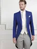 New Morning Style One Button Royal Blue Smoking da sposo Smoking Peak Groomsmen da uomo Abiti da uomo Prom Blazer (Giacca + Pantaloni + Vest + Tie) 073