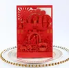 Cheap Gold Stamping Stereoscopic Dark Navy Wedding Invitations Cards Personalized White Red Business Invitation Card Free Shipping
