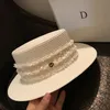 Moda-Primavera y verano nueva celebridad web roja mismo estilo Hepburn socialite estilo sombrero plano sombrero de paja francés retro sombra vacaciones