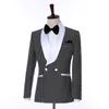 Immagine reale Smoking da sposa Scialle Risvolto Vino One Button Sposo Abiti da uomo Matrimonio Prom Dinner Blazer (Giacca + Fiocco + Pantaloni) Tailor Made