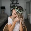 Estate Boho Due pezzi Abiti da sposa Scollo a barchetta Manica corta Pizzo Boho Beach Abiti da sposa Lunghezza pavimento Chiffon Bottone posteriore Nuziale