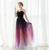 New Elie Saab Evening Prom Dresses Belt Backless Gradient Color Black Chiffon Formal Occasion Party Gowns Real Photos Plus Size Sexy DH4249