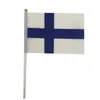 Finland Flagga 21x14 cm Polyester Hand vinkande flaggor Finland Landbanner med plastflaggstång