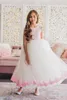 Lovely Armoniia Ball Gown Flower Girl Dress Jewel Neck Sleeveless Tulle Lace Applique Ruched Wedding Dress Ankle Length Girl's Birthday Part