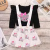 Vestiti per bambina Set primavera autunno carotton boutique abiti per bambini colletto tondo manica lunga T-shirt stampa gatto + gonna gatti completa 2 pezzi set C5219