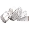 Cinturones de cuero genuino a la moda para mujer, cinturón con hebilla de diamantes de imitación Unisex, piel de vaca de segunda capa de alta calidad para hombre