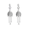 Fashion-and American Fashion Jewelry S925 Sterling Silver Needle Wind Bell Micro-inlaid Zirconite Ear Ring Tassel Pearl Bride Dinner