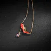 18K Goldplated ketting Rood highheel schoenen ketting mode eenvoudige druppelolie vrouw ketting in voorraad 43337706090015