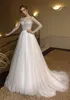 Luxury Wedding Dresses 2020 Full Pearls Beaded Jewel Neck Long Sleeve Bridal Gowns Sparkly Sequins Plus Size Wedding Dress