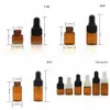 1000PC 1ml 2ml 3 ml Amber Glass Dropper Flaskor Essential Oljeflaska Små Parfymflaskor Provtagning Storage Bottle RRA1981