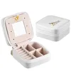 Podróż Przenośna Skóra Biżuteria Pudełko z Mirror Cosmetic Makeup Organizer Kolczyki Casket Three-Tier Storage Box Najlepszy prezent