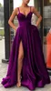 High Split Evening Dresses 2022 med Dubai Mellanöstern Formella klänningar Party Prom Dress Spaghetti Straps Plus Size Vestidos de Festa