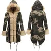 Nuevo abrigo de invierno para mantener el calor, abrigo de camuflaje para mujer, Parkas delgadas, Abrigo con capucha de cuello largo de lana con Abrigo acolchado de algodón