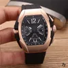 Luxury Watch for Man Quartz Stopwatch Man Chronograph Watches Rostfritt Steel Wrist Watch Läderband FM07315Y