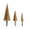 NOUVEAU 3PC TITANIUM PLADAD PAGODA PERCEUR HSS CONE STEP CONE DROIT BIT POUR METRICE METTEMENT PLASTIQUE PLASTIQUE MÉTAL