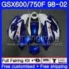 Corps Pour SUZUKI bleu blanc stock GSXF 750 600 GSXF750 1998 1999 2000 2001 2002 292HM.36 GSX 600F 750F KATANA GSXF600 98 99 00 01 02 Carénage