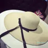 Grand chapeau de paille pliable pour femmes, style Boho, casquette de plage à Large bord, 3 couleurs avec nœud, vacances d'été, 8088664