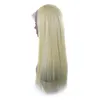 Hochwertige synthetische Lace-Front-Perücke, lang, gerade, #613, blond, Mittelteil, Perücken für Frauen, blonde Perücken, ohne Kleber, hitzebeständig, 45,7–61 cm