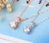 Fashion- Women Diamond Pendant Necklace Gold Silver Zircon Pendant Necklace Simple Jewelry for Bride Wedding Party Decoration Christmas Gift