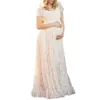 Moda Kobieta Lady Letnie Maternity Sukienka Krótkie Rękawy Koronki Wzburzyć Ciąży Dress11