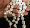 手の結び目10-11mmの白いバロック淡水真珠のネックレス45cmファッションジュエリー