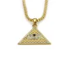 Oro Illuminati Occhio di Horus Piramide egizia con catena da 23,6 pollici per uomini / donne Collana con ciondolo Gioielli hip-hop Spedizione gratuita WL897