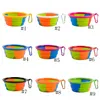 Camouflage Dog Bowl With Hook Silicone Folding Bowls Pet Food Feeders Outdoor Foldable Dog Pet Bowls GGA2100