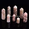 10 pc Naturalne Madagaskar Snowflake Cherry Blossom Kwiat Kwiat Agata Tower Point Column Kwarcowy Kryształ Healing Sakura Agat Wand Kolekcja Obelisk