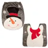 party & accessories Christmas Snowman Santa Deer Toilet Seat Cover and Rug Set Red Christmas Decorations Bathroom (Santa Claus)