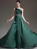 2019 New Beautiful abiti da ballo verde scuro vendita calda abiti da sera abito formale monospalla con perline di cristallo lucido Vestido De Festa