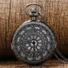 Vintage Black Spider Web Case Pocket Watch Unisex Men Women Quartz Analog Watches Clock with Chain Necklace Steampunk Timepiece