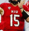 Custom Northern Illinois Huskies NIU Football Любое имя Номер Красный Белый Черный 3 Тайрис Ричи 12 Росс Бауэрс 15 Маркус Чайлдерс Джерси 4XL