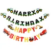 2019 Farm Tema Konstruktion Fordon Grattis på födelsedagen Banner Truck Grävmaskin Garland 24PCS Traktor Cupcake Topper Party Decor Kids