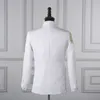 Black White Men's Suits Chinese style Gold Embroidery Blazers Prom Host Stage Outfit Male Singer Teams Chorus Wedding Clothing