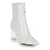 rontic new women boots 겨울 광장 하이힐 발목 부츠 섹시한 뾰족한 발가락 화려한 파티 여성 신발 여성 미국 크기 3-10.5