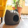 Forme Cat Portable Pet Bed Cat Cave Sac de couchage Zipper Egg Forme Tissu feutre Pet Maison Nid panier de chat avec coussin