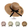 Вышивка Летняя соломенная шляпа женская широкая досрочная защита от солнца Beach Hat Регулируемая гибкая складная солнечные шляпы для женщин