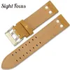 20mm 22mm Crazy Horse Calf Läderband för Hamilton Watch Band Rivet Mens Militär Pilot Khaki Field Aviation Watch Belts Uhr Y19052301