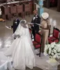 Eleganta satinklänningar långa ärmar kapell tåg enkel plusstorlek skräddarsydd bröllop 2020 aficansk brudklänning vestido de novia