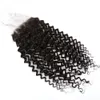 Bellahair 4x4 inch krullend golf HD Swiss lace sluiting Braziliaanse Peruaanse Maagd natuurlijk zwart met baby haar zacht