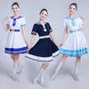 Marine stijl dansen kleding zomer vrouwen jurk blue chorus prestaties moderne fase dragen carnaval fancy kostuum