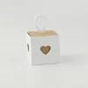 Boîtes à bonbons de mariage, boîte d'emballage carrée en papier Kraft rétro, boîte cadeau à motif de cœur d'amour, DIY bricolage