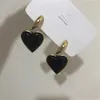 Moda-pendientes de corazón rojo Vintage para mujer, pendiente de corazón de epoxi de Metal, joyería gótica para mujer, colgante Brincos, pendiente de hip hop, bisutería