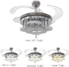 42 Inch LED Ceiling Fans Retractable Blades Modern Crystal Chandelier Fan with 3 Changing Colors for Bedroom living Room el311S