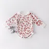 baby Girl Designer clothing Knitted Romper Long Sleeve O-neck Leopard Print romper 100% cotton Spring Fall Warm Baby clothing 0-24 Months